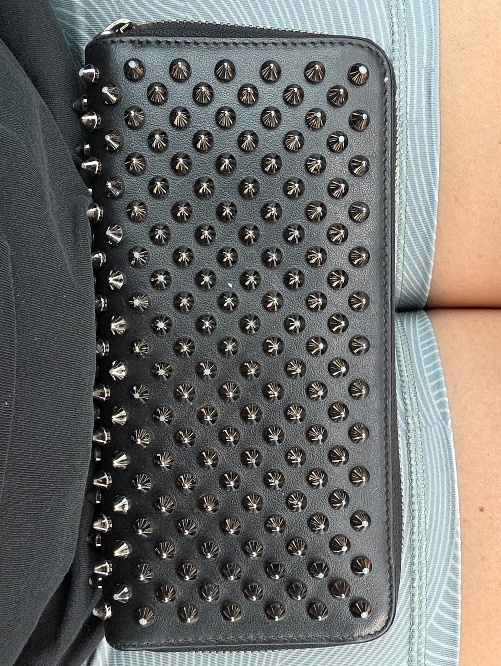 Christian Louboutin Black Studded Zip Wallet - Womens Clutch/Wallet